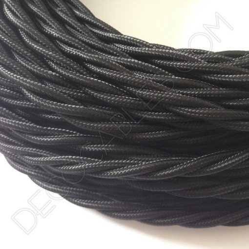 Cable eléctrico trenzado de color negro de 3 hilos