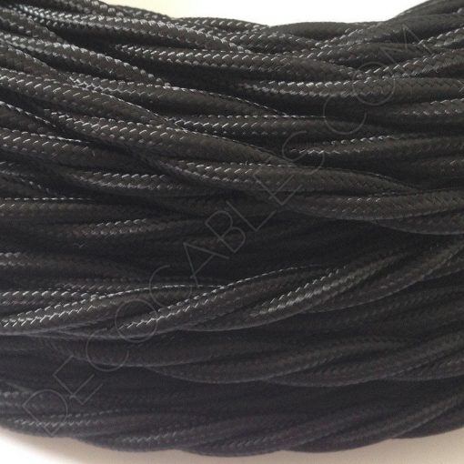 Cable eléctrico trenzado de color negro de 3 hilos