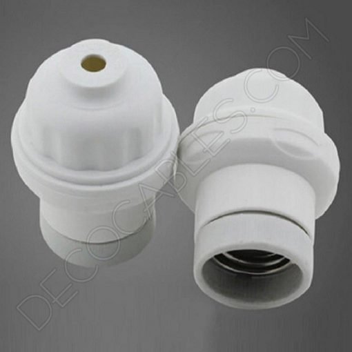 Portalámparas blanco de baquelita y cerámica esmaltada