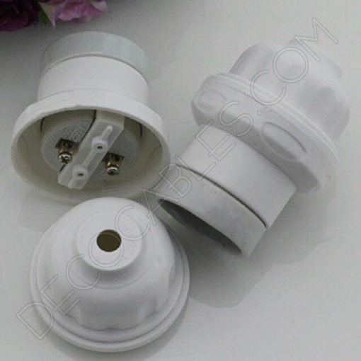 Portalámparas blanco de baquelita y cerámica esmaltada