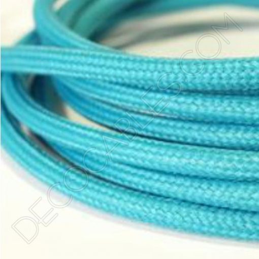 Cable textil eléctrico (Turquesa) 3 Cable eléctrico redondo de tela de color azul turquesa