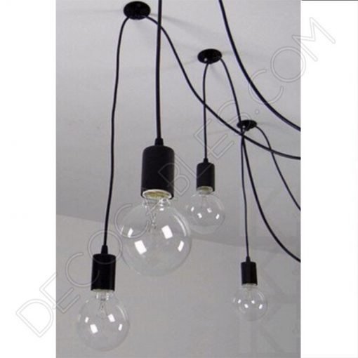 Lámpara araña de techo de color negra de 4 brazos