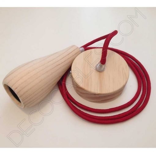 Cubre portalámparas de madera modelo Botella 3 Lámpara colgante en madera con cable textil modelo botella