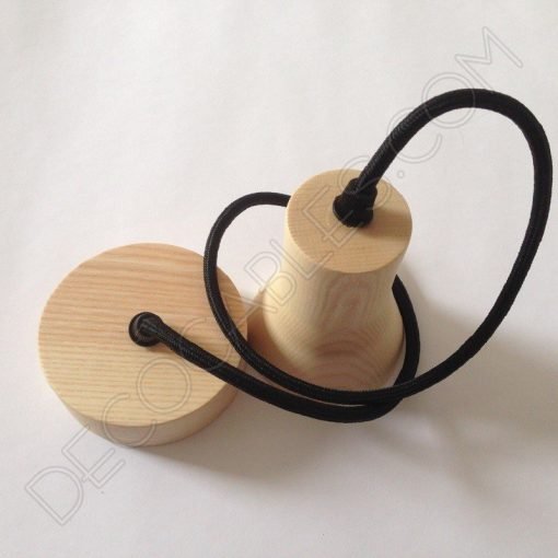 Lámpara Colgante Madera modelo Foco 2 Lámpara colgante en madera con cable textil modelo foco