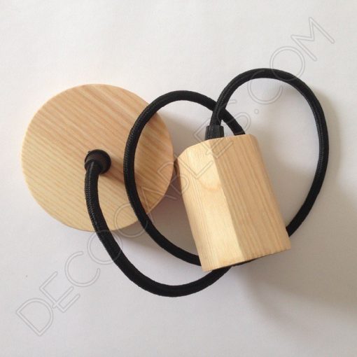 Lámpara Colgante Madera modelo Octógono 2 Lámpara colgante en madera con cable textil modelo biselado