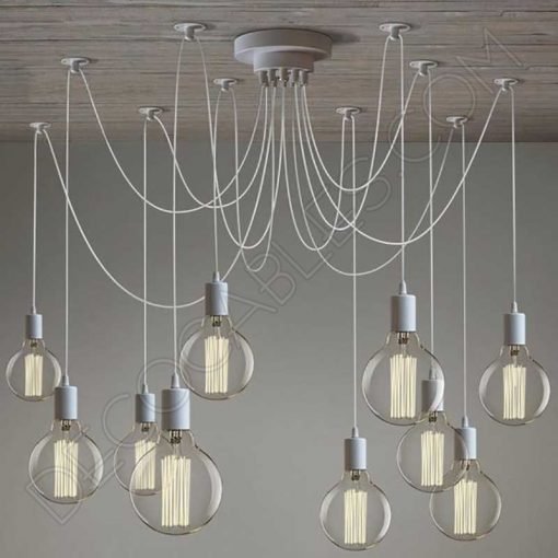 Lámpara araña de techo de color blanca de 10 brazos