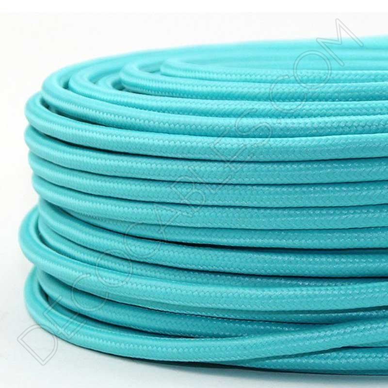Cable eléctrico redondo de tela de color azul turquesa Cable eléctrico redondo de tela de color azul turquesa