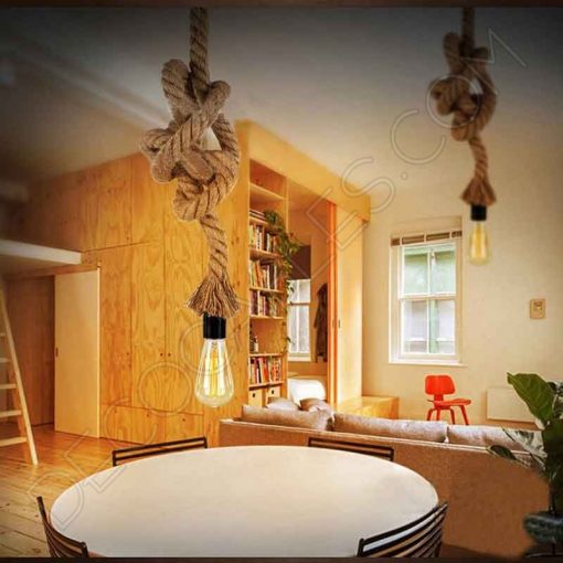 Lámpara colgante de cuerda trenzada 3 Lámpara colgante de cuerda de soga