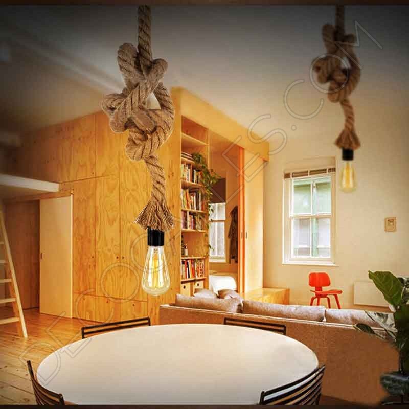 Lámpara colgante de cuerda de soga Lámpara colgante de cuerda de soga