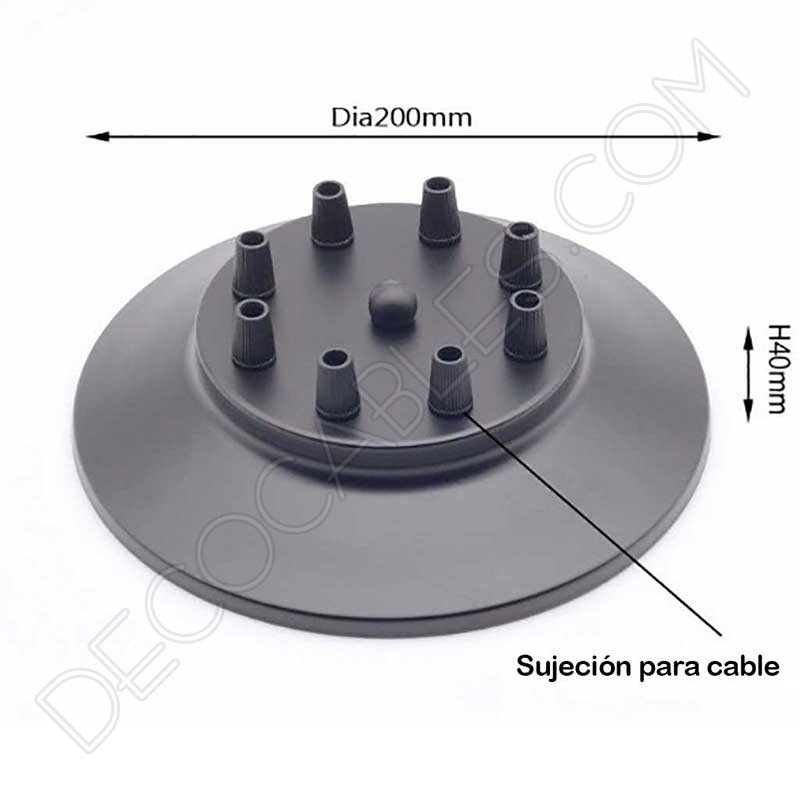 Soporte florón de techo para lámpara negro de 8 salidas Soporte florón de techo para lámpara negro de 8 salidas