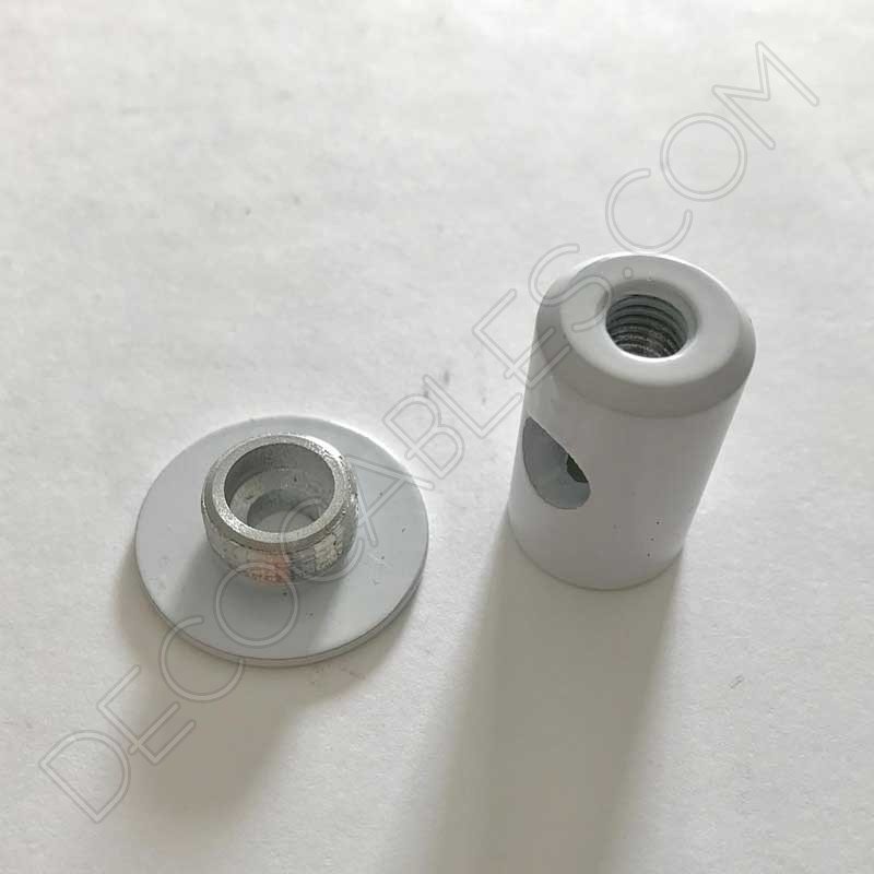 Aislante metálico para sujeción de cables de color blanco Aislante metálico para sujeción de cables de color blanco