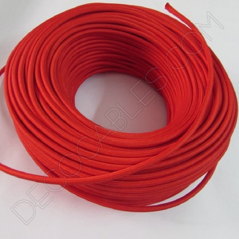 Cable eléctrico redondo de tela de color rojo Cable eléctrico redondo de tela de color rojo