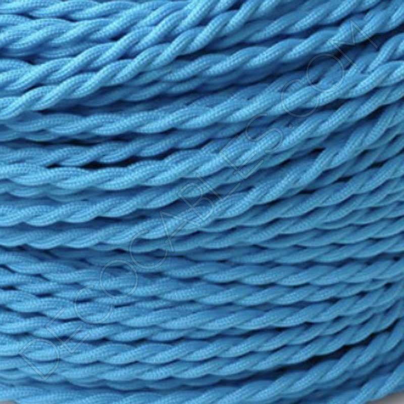 Cable eléctrico trenzado seda azul turquesa Cable eléctrico trenzado seda azul turquesa