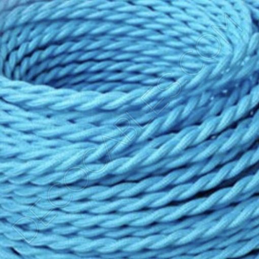 Cable trenzado de seda (Azul Turquesa) 3 Cable eléctrico trenzado seda azul turquesa