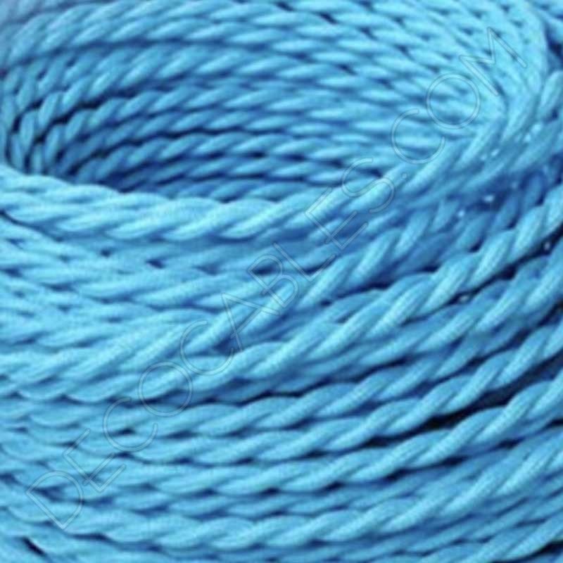 Cable eléctrico trenzado seda azul turquesa Cable eléctrico trenzado seda azul turquesa