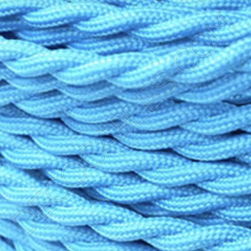 Cable eléctrico trenzado seda azul turquesa Cable eléctrico trenzado seda azul turquesa