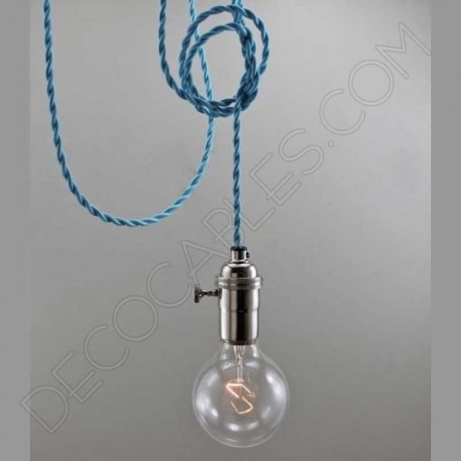 Cable trenzado de seda (Azul Turquesa) 2 Cable eléctrico trenzado seda azul turquesa