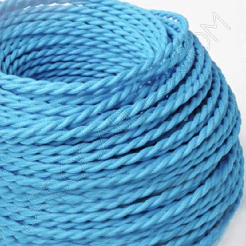 Cable eléctrico trenzado seda azul turquesa Cable eléctrico trenzado seda azul turquesa