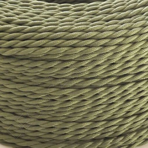 Cable eléctrico trenzado seda verde oliva
