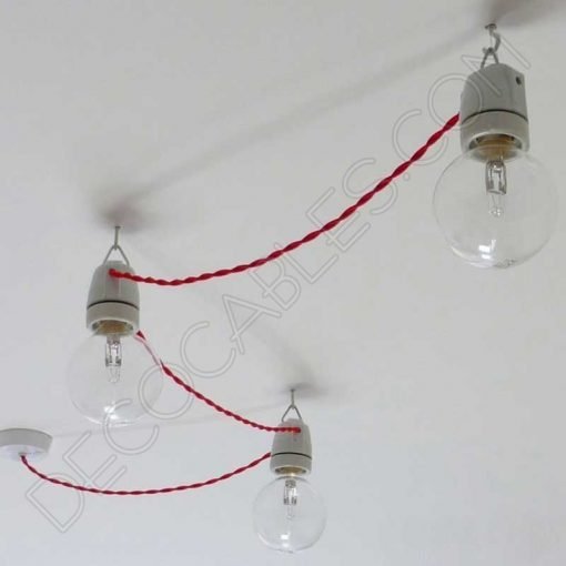 Portalámparas cerámico esmaltado colgante (Blanco mate) 3 Portalámparas de cerámica esmaltada en color blanco con anilla para colgar