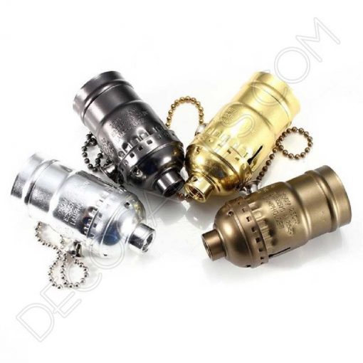 Portalámparas de latón con cadena interruptor varios colores