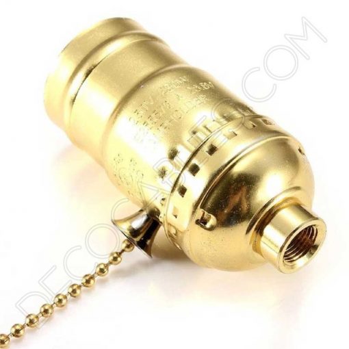 Portalámparas de latón con cadena interruptor color dorado