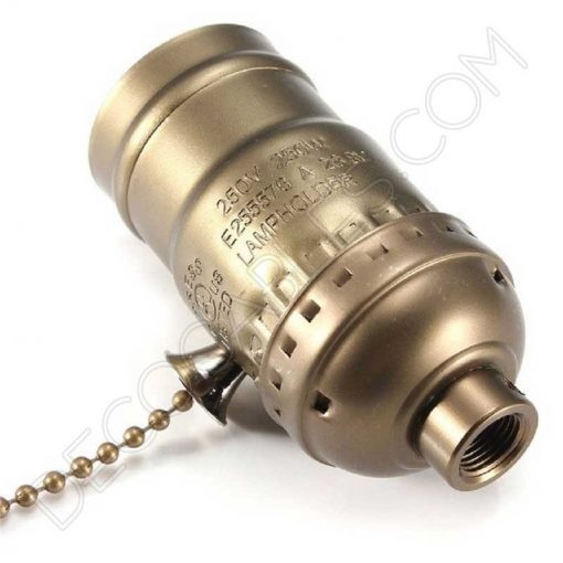 Portalámparas de latón con cadena interruptor color bronce