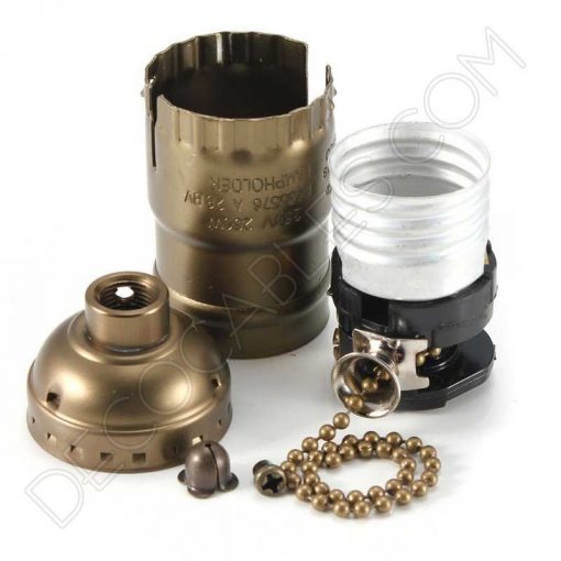 Portalámparas de latón con cadena interruptor color bronce