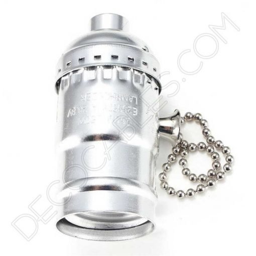 Portalámparas de latón con cadena interruptor color cromo