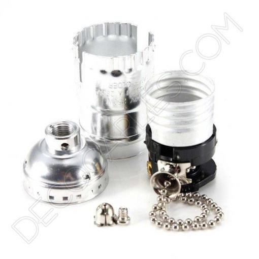 Portalámparas de latón con cadena interruptor color cromo