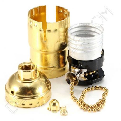 Portalámparas de latón con cadena interruptor color dorado