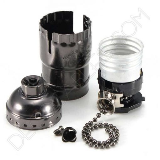 Portalámparas de latón con cadena interruptor color negro