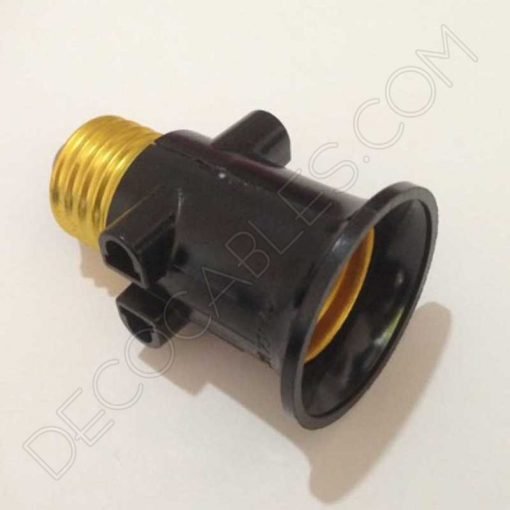 Portalámparas doble enchufe con casquillo E27 negro 3 Portalámparas doble enchufe conexión casquillo E27