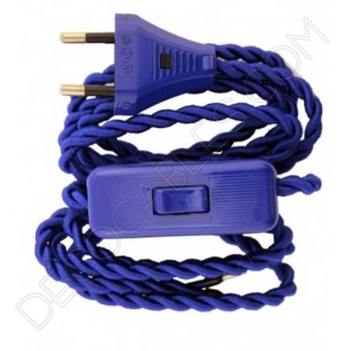 Cable trenzado con interruptor para lámparas (varios colores) 7 Pack de clavija e interruptor de paso en color azul