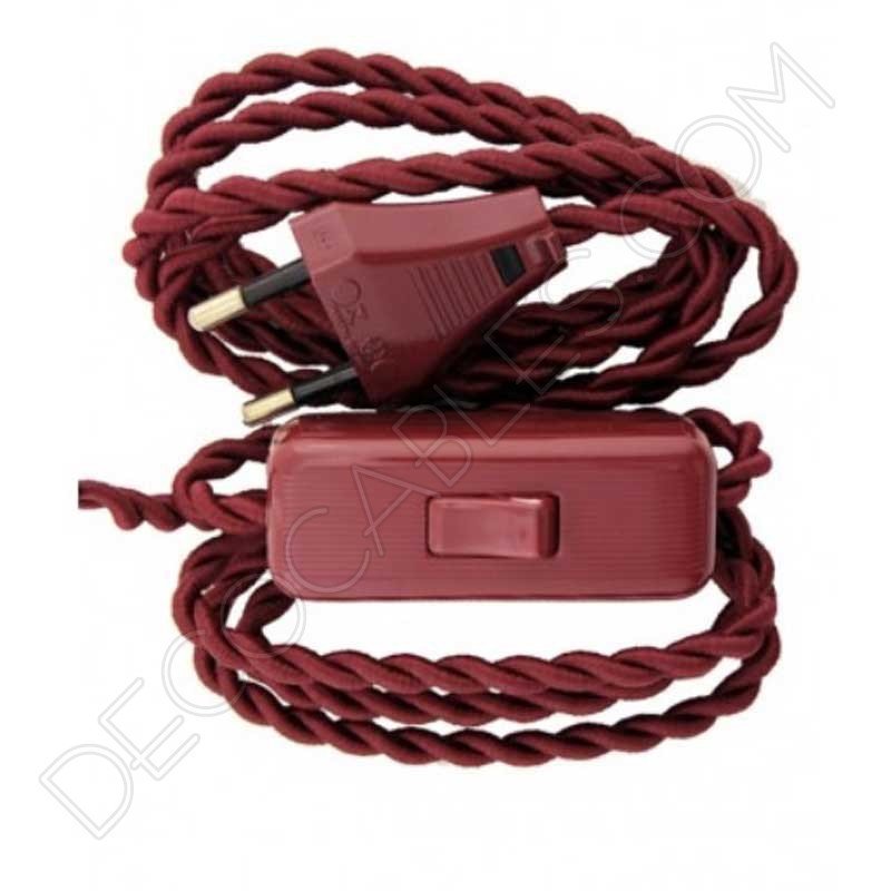 Pack de clavija e interruptor de paso en color granate Pack de clavija e interruptor de paso en color granate