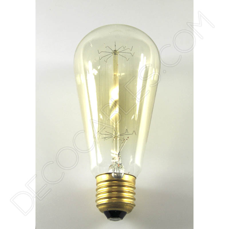 Bombilla Edison modelo Pebetero filamento de carbono rayado Bombilla Edison modelo Pebetero filamento de carbono rayado