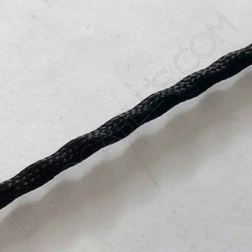 Cable semi trenzado de algodón (Negro) 3 Cable decorativo semi trenzado color negro