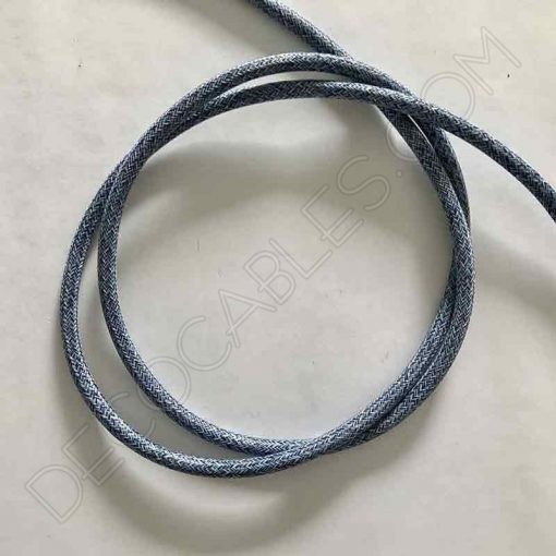 Cable textil eléctrico Vaquero (Azul y blanco jaspeado) 5 Cable eléctrico redondo de tela vaquera color azul y blanco en zig-zag jaspeado