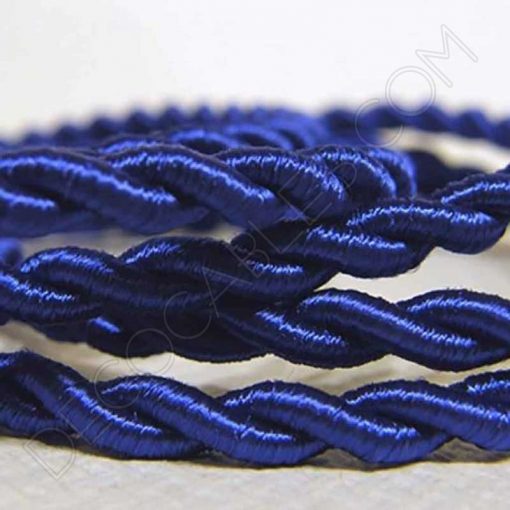 Cable eléctrico trenzado de seda azul