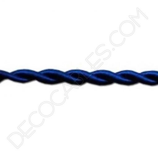 Cable eléctrico trenzado de seda azul
