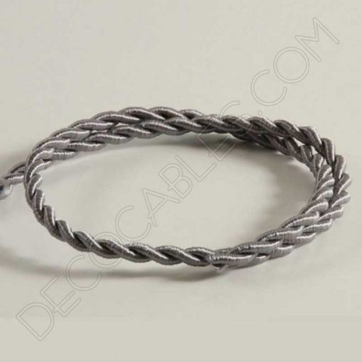 Cable eléctrico trenzado de seda color gris