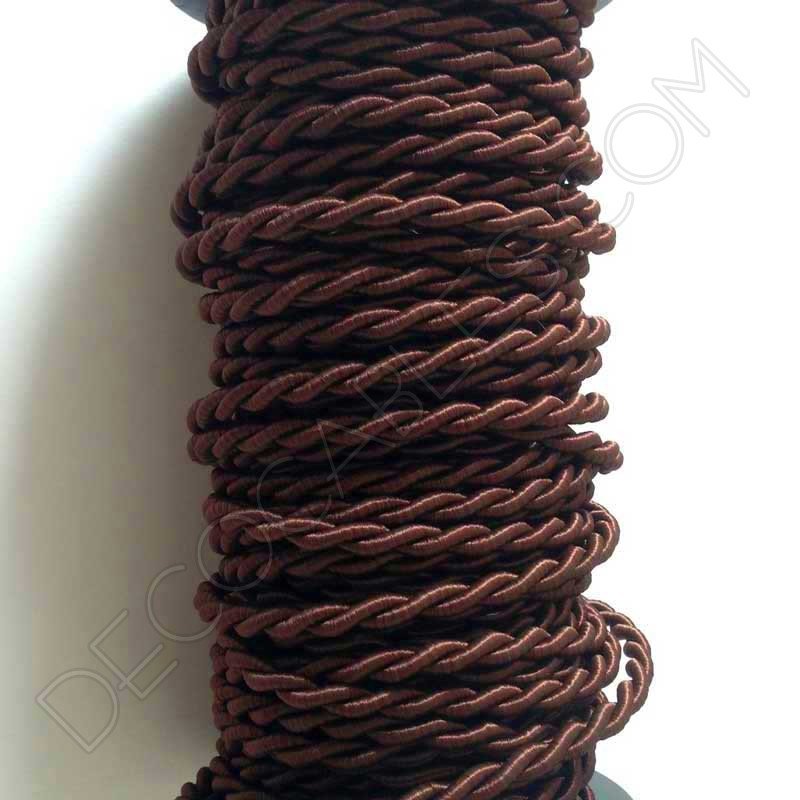 Cable eléctrico trenzado de seda marrón Cable eléctrico trenzado de seda marrón