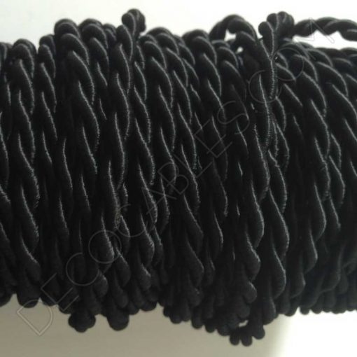 Cable trenzado de seda (Negro) 3 Cable eléctrico trenzado de seda negro
