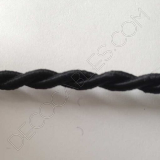 Cable eléctrico trenzado de seda negro