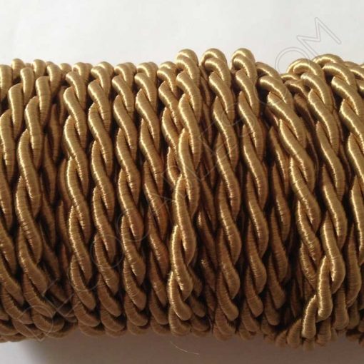 Cable eléctrico trenzado de seda dorado