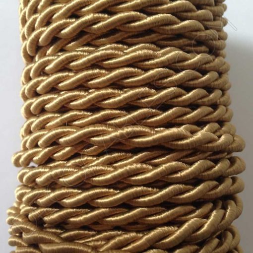 Cable eléctrico trenzado de seda dorado