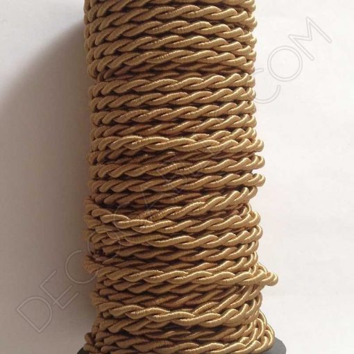 Cable eléctrico trenzado de seda dorado