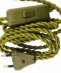 Cable trenzado con interruptor para lámparas (varios colores) 6 Cable eléctrico trenzado de seda color verde