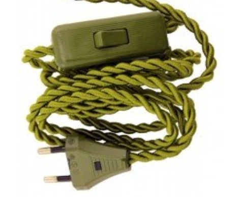 Cable eléctrico trenzado de seda color verde Cable eléctrico trenzado de seda color verde