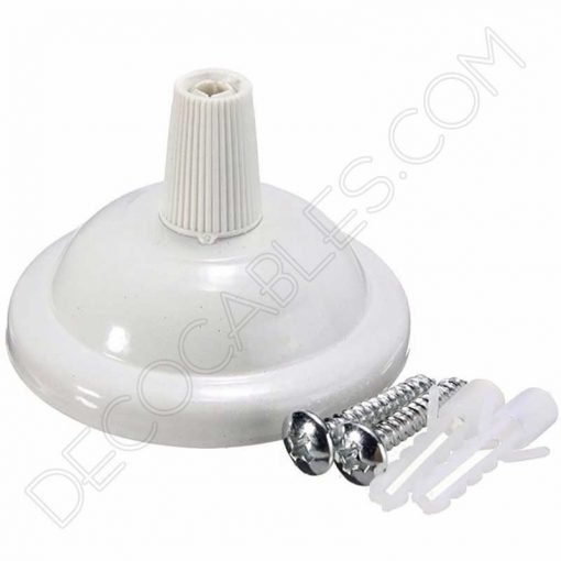 Soporte de techo metálico pequeño para lámpara 1 orificio (varios colores) 6 Florón pequeño blanco